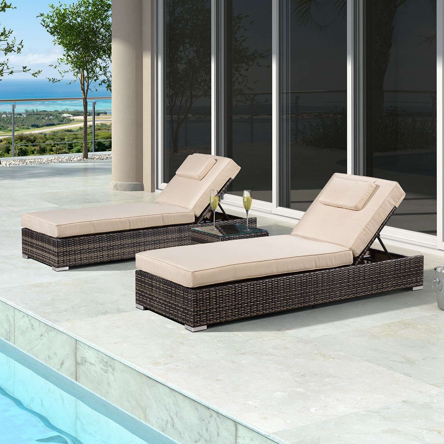 Nova Rimini Sun Lounger Set Brown - Romerils Jersey