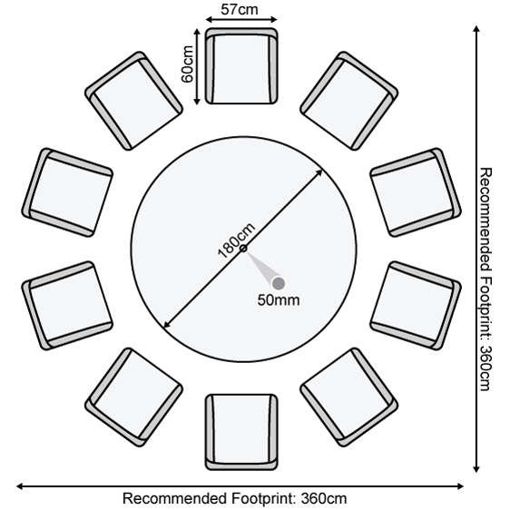 round 10 seater table