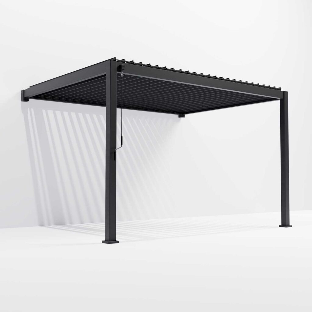 Nova Titan 4m X 3m Rectangular Wall Mounted Aluminium Pergola Grey Romerils Jersey 3960